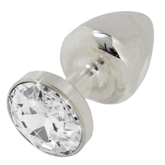 BUTTPLUG SILVER W CRYSTAL 30MM