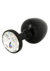 BUTTPLUG BLACK CRYSTAL ROUND 30MM