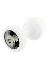 JEWELL BUTT PLUG ROUND WHITE 25MM