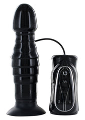 VIBRATING THRUSTING BUTT PLUG BLACK